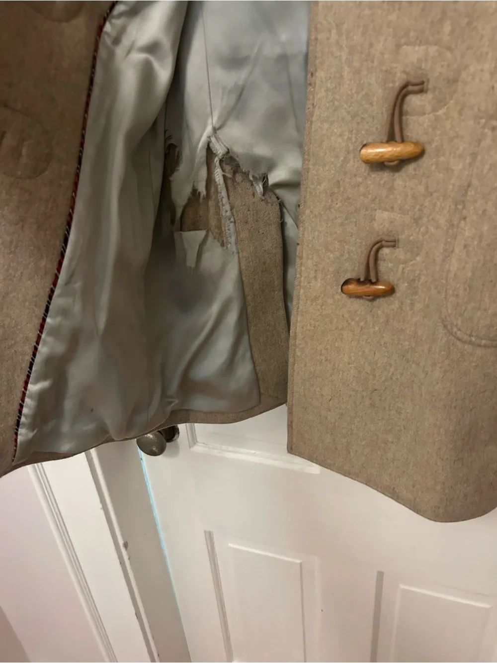 Classic J. Crew Women's Beige Toggle Coat - Picture 3 of 4